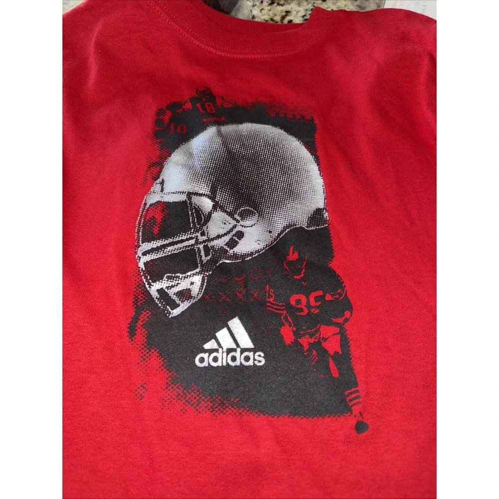 2 New Adidas Boys Size 5 Long Sleeve Royal And Red Football Shirts $20 Msrp 4425